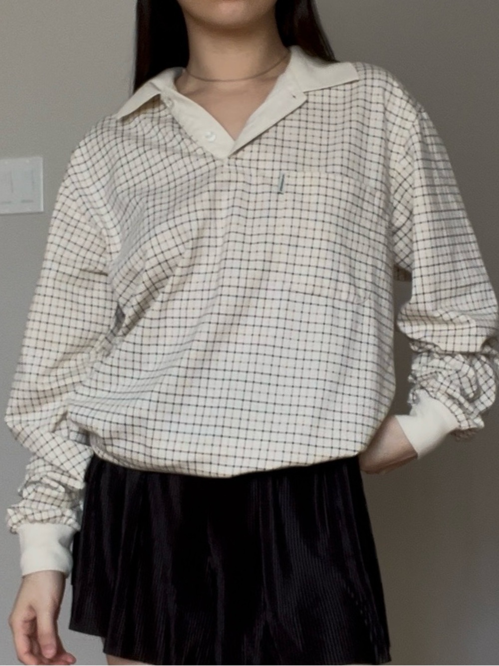 Vintage Polo by Ralph Lauren Checked Long-Sleeve Polo oversized women’s top